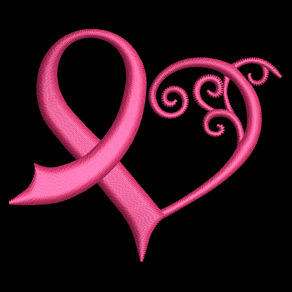 Breast Cancer Pink Ribbon Heart Embroidery Pattern | Cre8iveSkill