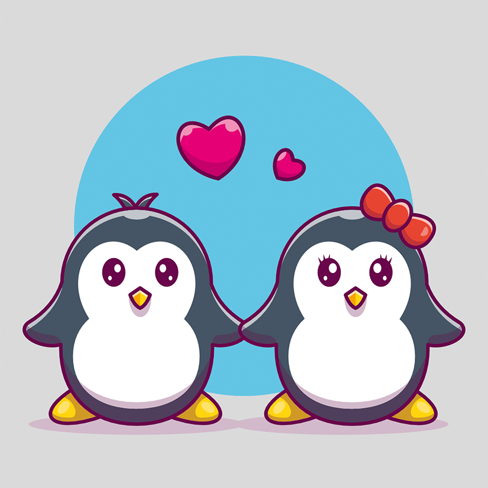 Cute Penguins In Love