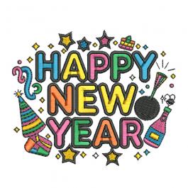 Happy New Year Celebration Embroidery Design | Cre8iveSkill