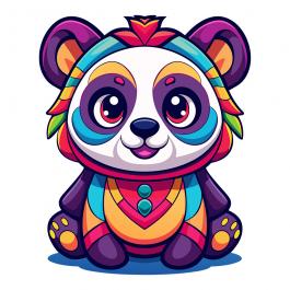 Colorful Chibi Panda Vector Design-Cre8iveskiill