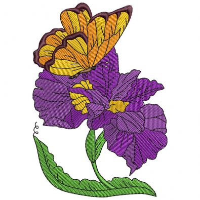 Stunning Butterfly with Iris Flower Embroidery Design | Cre8iveSkill