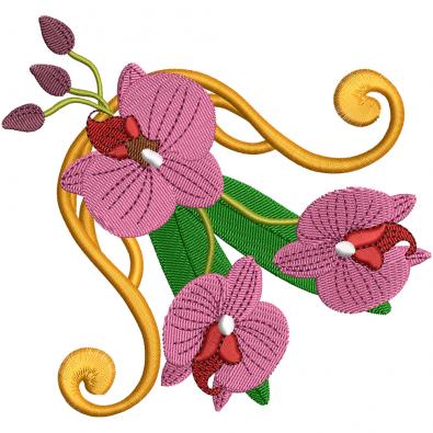 Pink Orchid Florel Embroidery Design - Cre8iveskill