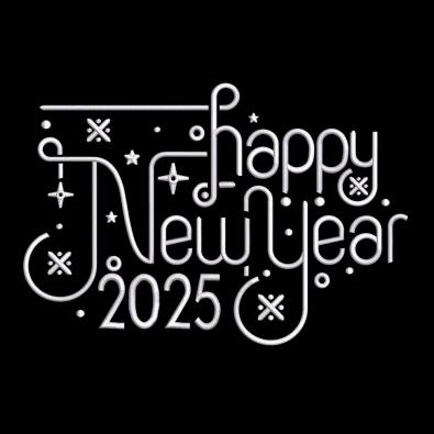 Happy New Year Calligraphy Embroidery Design