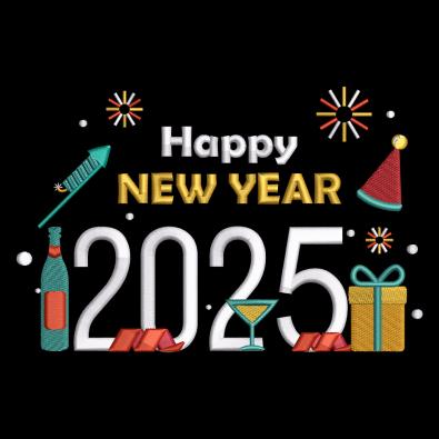 Embroidery design: Happy new year party