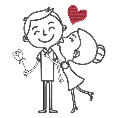 Shop Romantic Couple Line Art Embroidery Design | Cre8iveskill