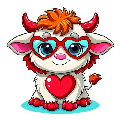 Buy Adorable Cartoon Calf Valentine Vector Design