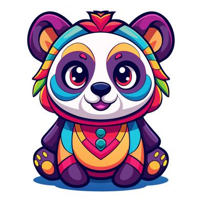 Colorful Chibi Panda Vector Design-Cre8iveskiill