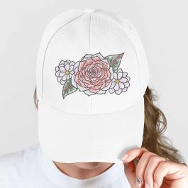 Unique Rose Embroidery Design Cap Mockup