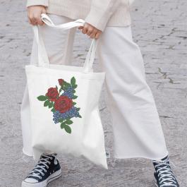 Two Rose Machine Embroidery Design Tote Bag Mockup