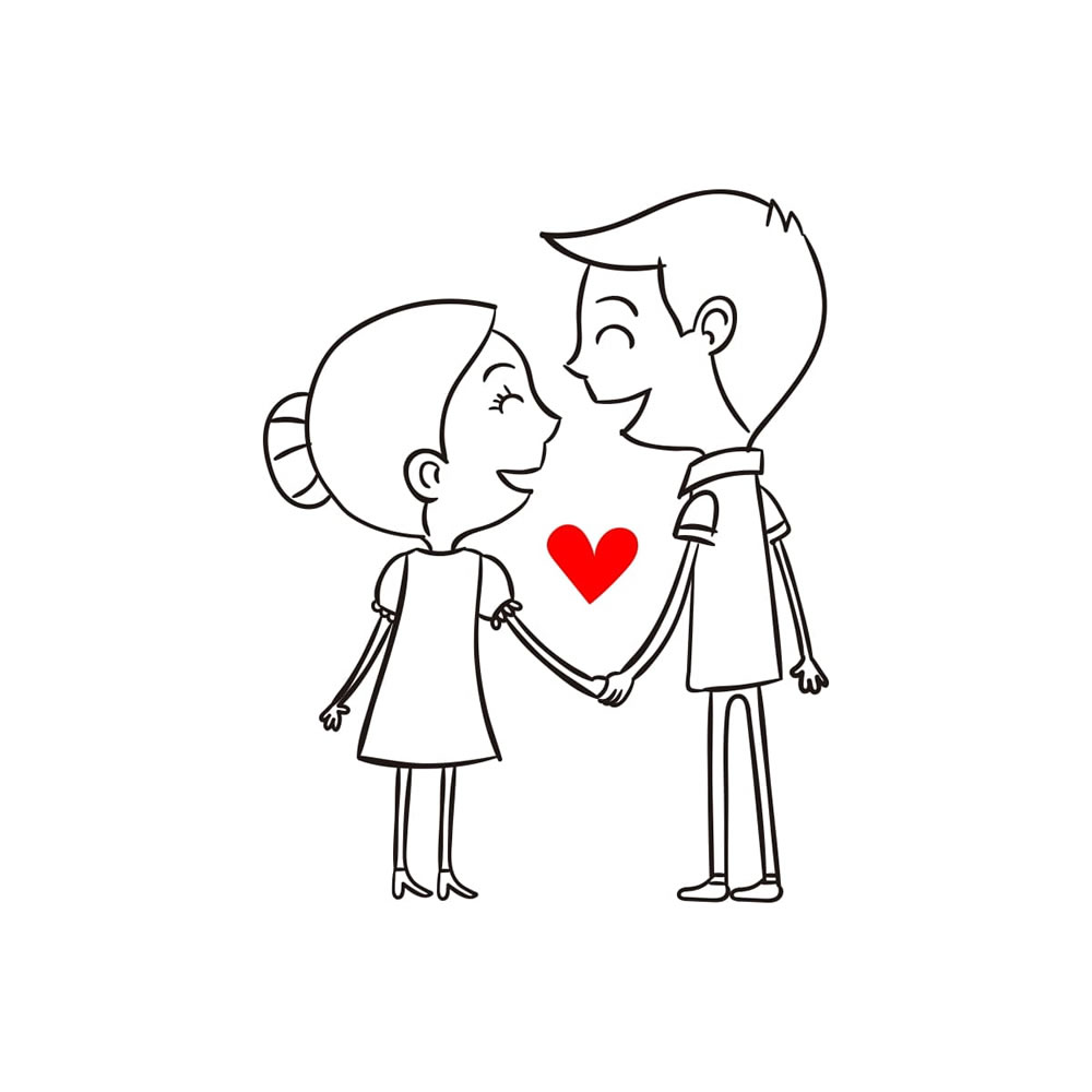 Couple Line Drawing Vector Design Images, Simple Line Drawing Couple Full  Of Love, Love Drawing, Wing Drawing, Couple Drawing PNG Image For Free  Download